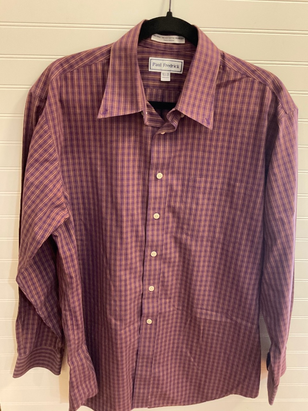 Paul Frederick Non-Iron Plaid Dress Shirt Size: 16 1/2. 35. Pre Owned